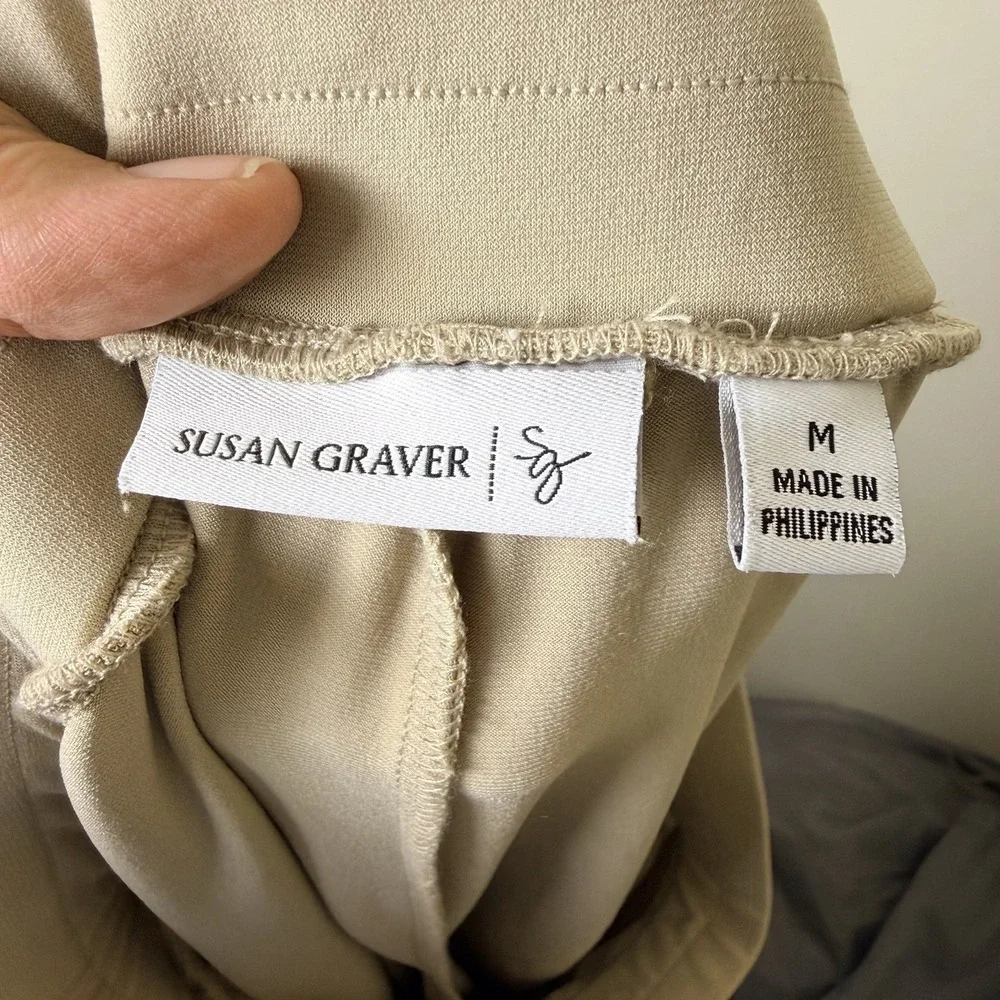 Susan Graver Liquid Knit A-line Skort Size Medium  Brown Pleat Elastic Waist